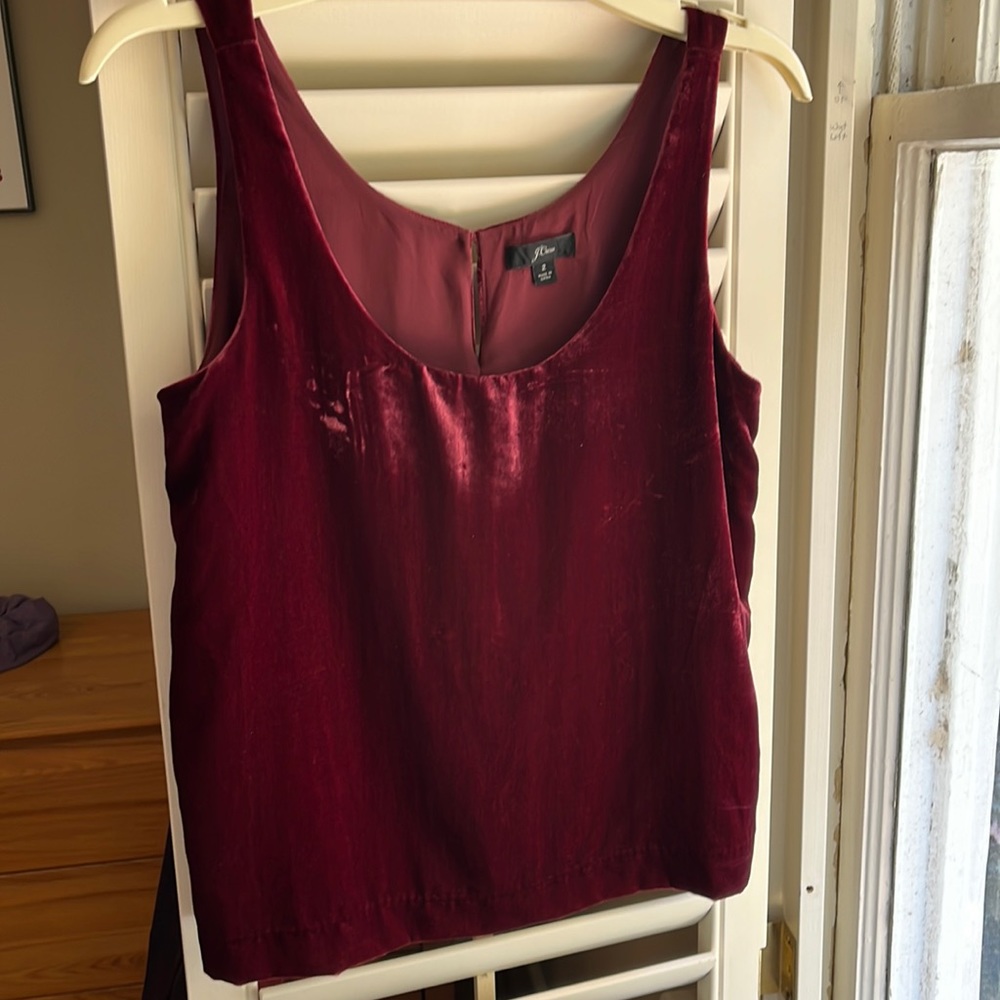 J. Crew Velvet Tank Top, size 2, cranberry color.